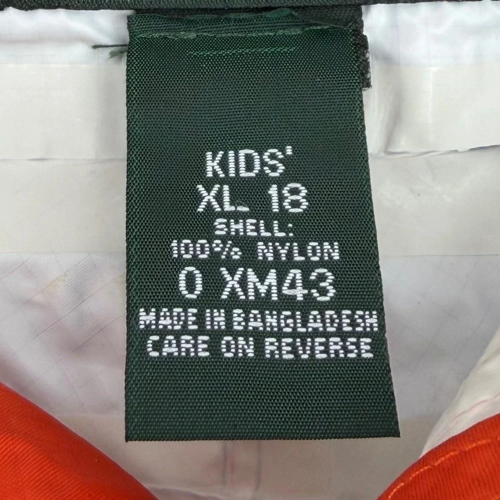 LL Bean Kids XL 18 Rain Jacket Hooded Shell Orange Navy Blue Colorblock